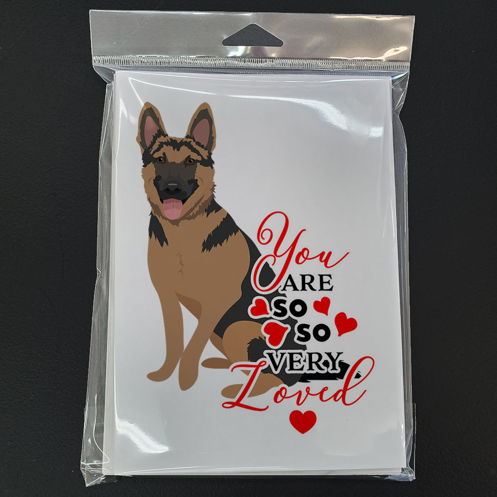 German Shepherd Red and Black so Loved Greeting Cards and Envelopes Pack of 8 - the-store.com