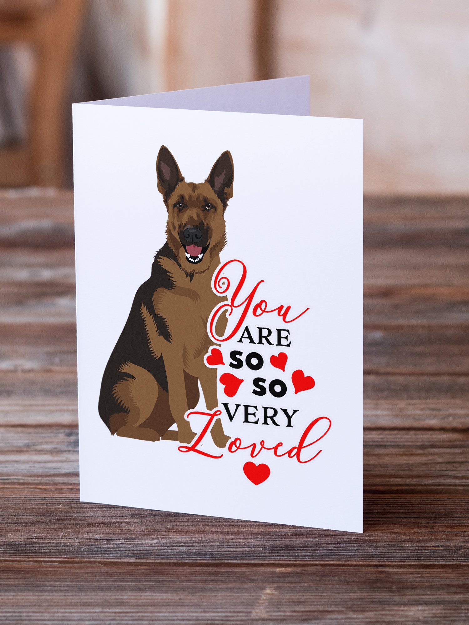 German Shepherd Black and Tan #2 so Loved Greeting Cards and Envelopes Pack of 8 - the-store.com