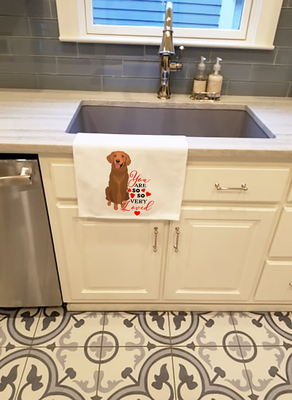 Golden Retriever Red #1 so Loved White Kitchen Towel Set of 2 - the-store.com