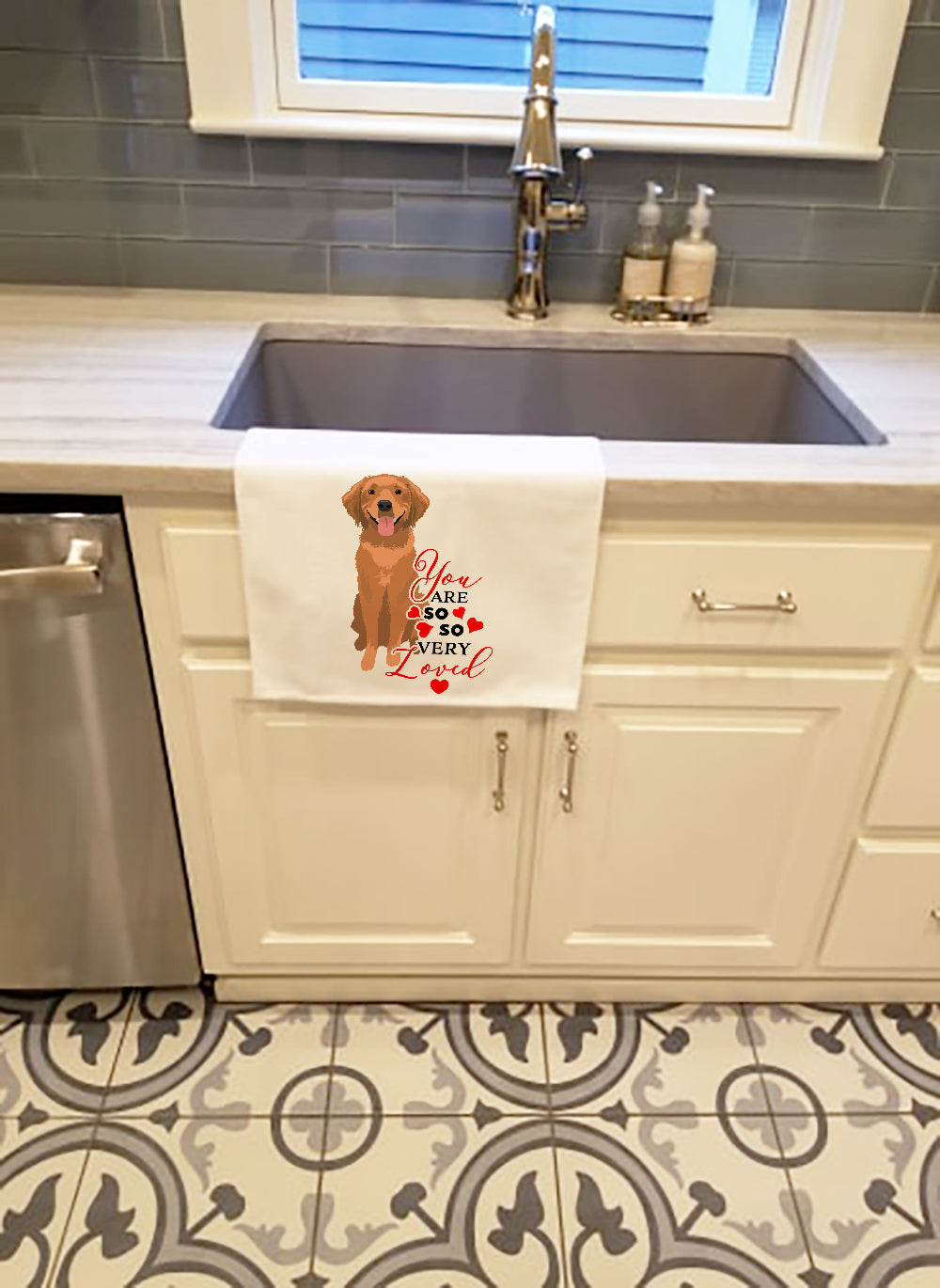 Golden Retriever Red #2 so Loved White Kitchen Towel Set of 2 - the-store.com