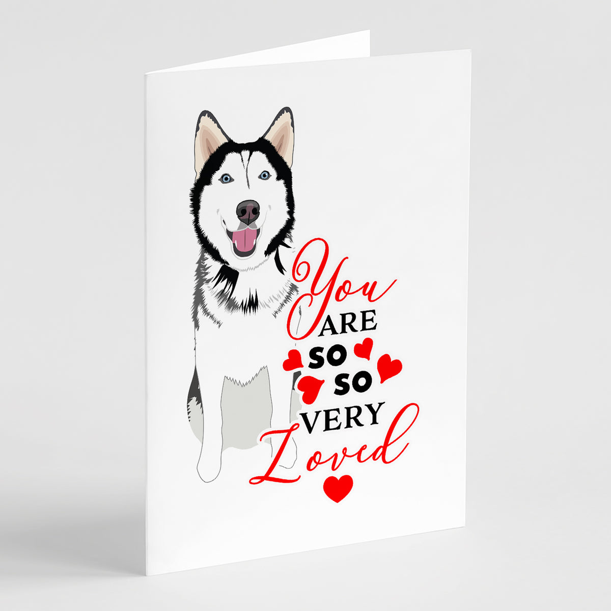 Buy this Siberian Husky Black and White #1 so Loved Greeting Cards and Envelopes Pack of 8