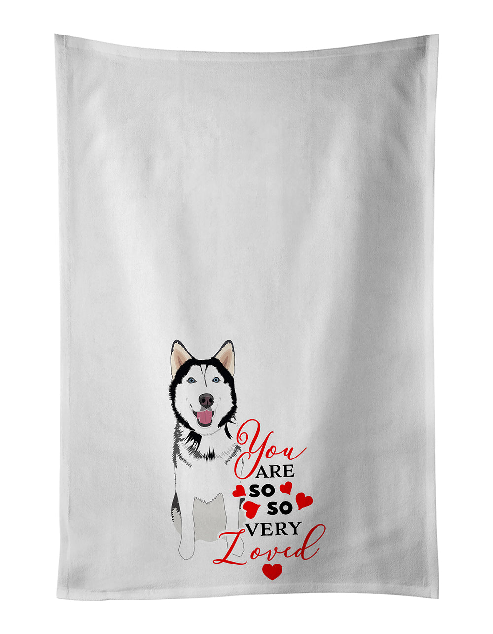 Buy this Siberian Husky Black and White #1 so Loved White Kitchen Towel Set of 2