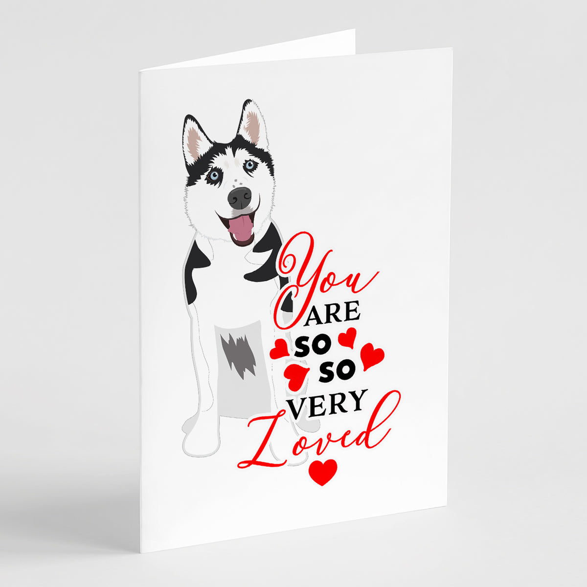 Buy this Siberian Husky Black and White #2 so Loved Greeting Cards and Envelopes Pack of 8