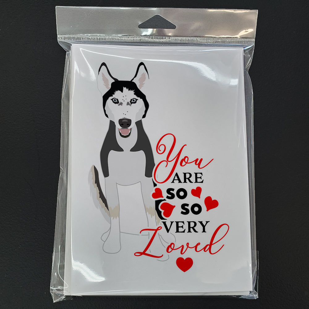 Siberian Husky Black and White #3 so Loved Greeting Cards and Envelopes Pack of 8 - the-store.com