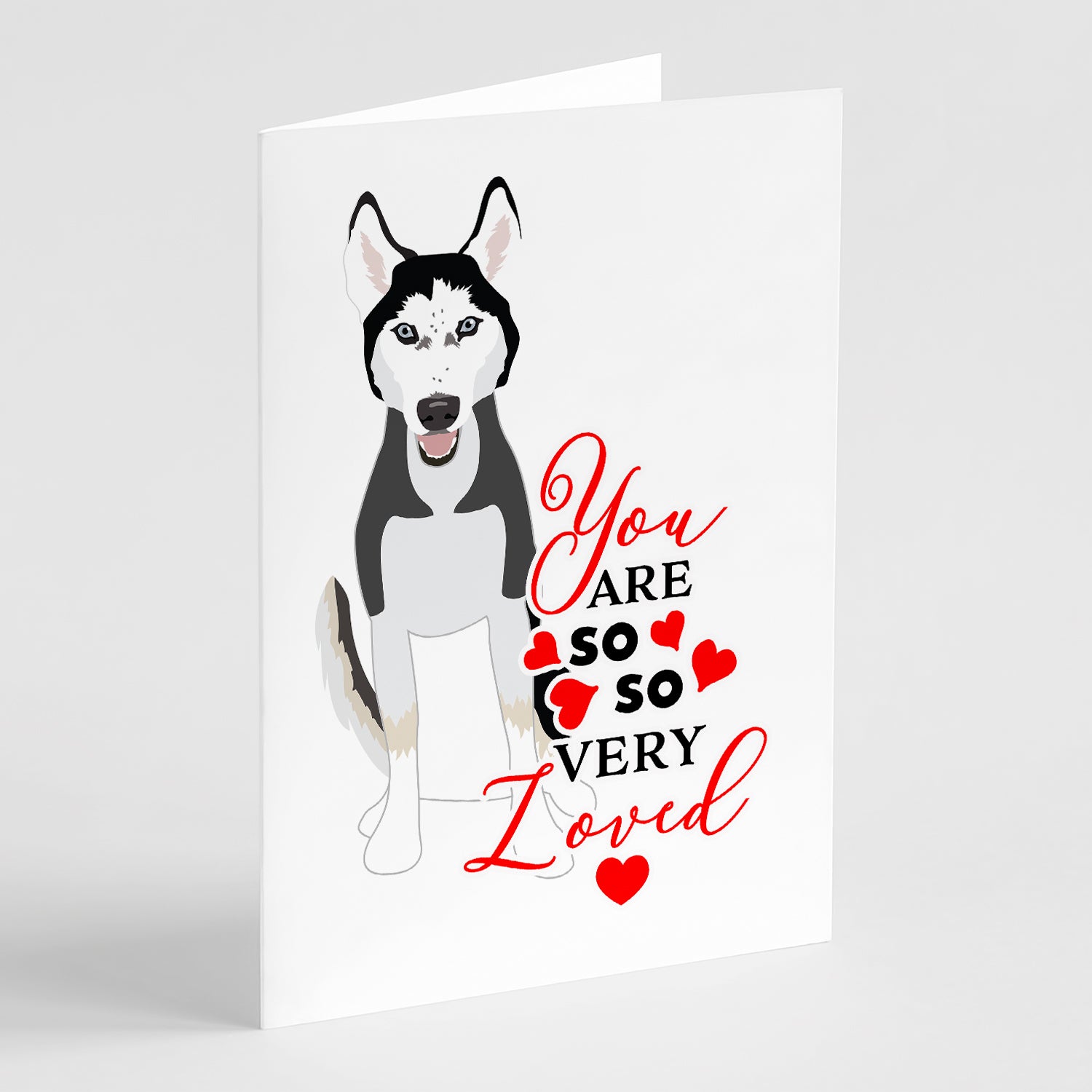 Buy this Siberian Husky Black and White #3 so Loved Greeting Cards and Envelopes Pack of 8