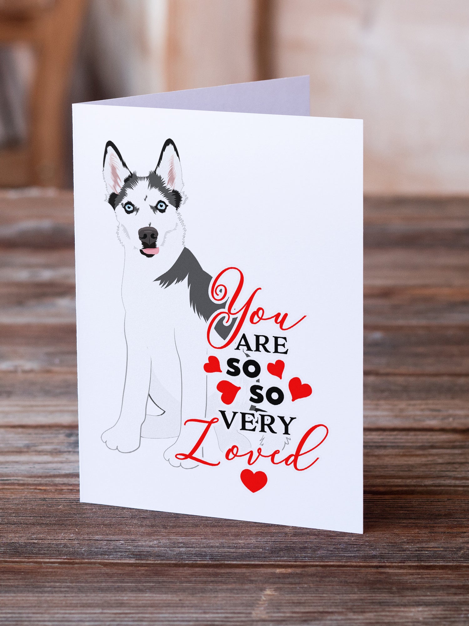 Siberian Husky Puppy so Loved Greeting Cards and Envelopes Pack of 8 - the-store.com