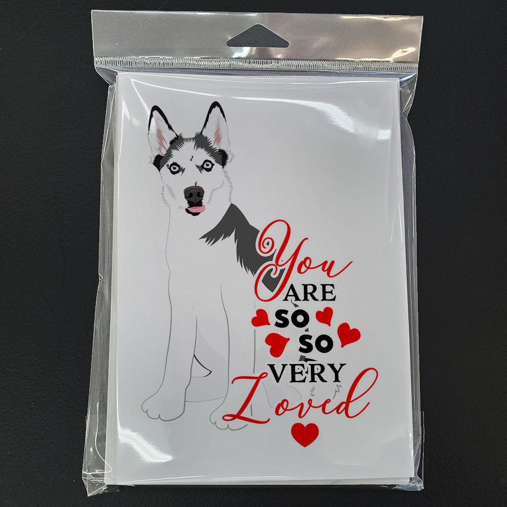 Siberian Husky Puppy so Loved Greeting Cards and Envelopes Pack of 8 - the-store.com