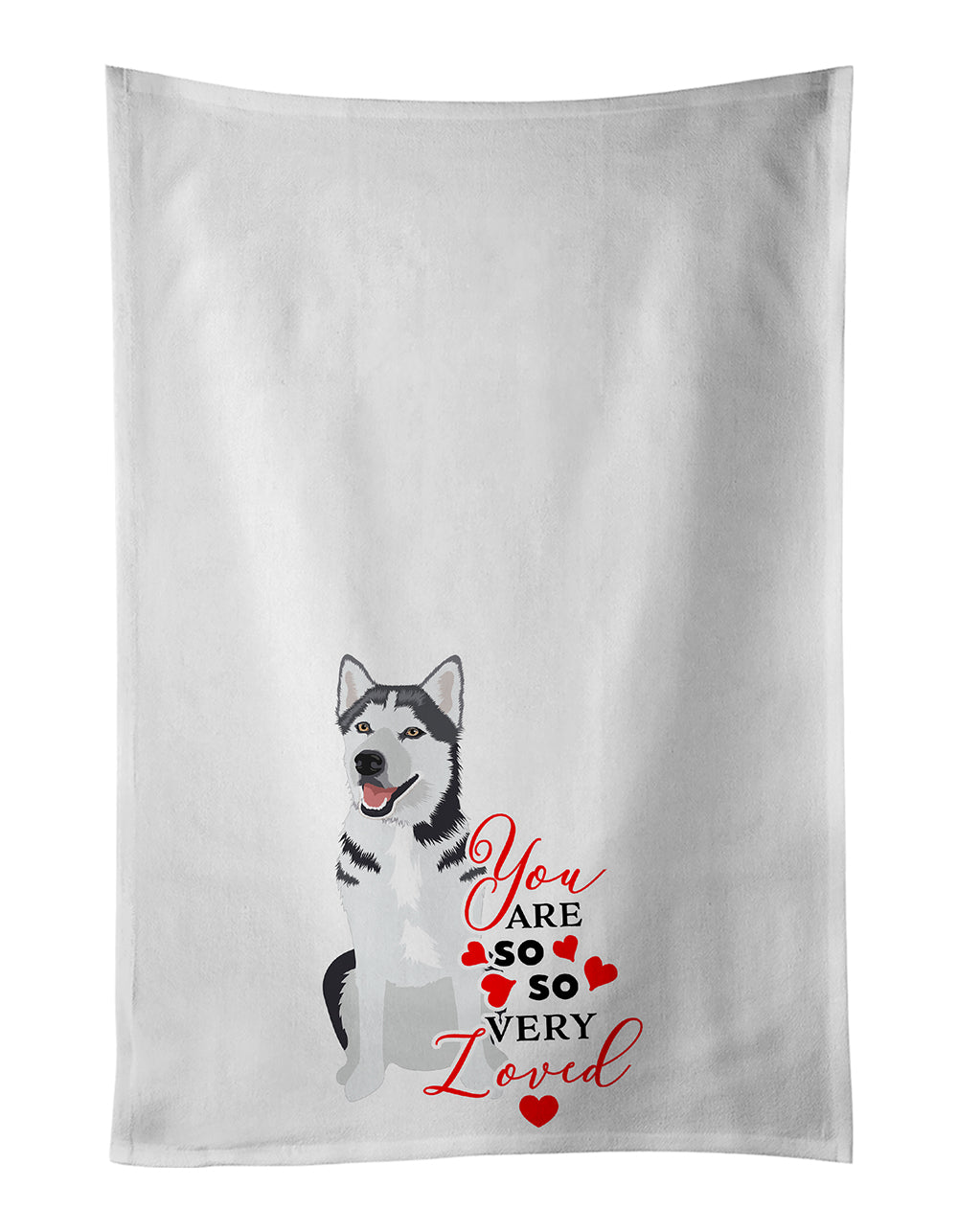 Buy this Siberian Husky Silver and White #1 so Loved White Kitchen Towel Set of 2