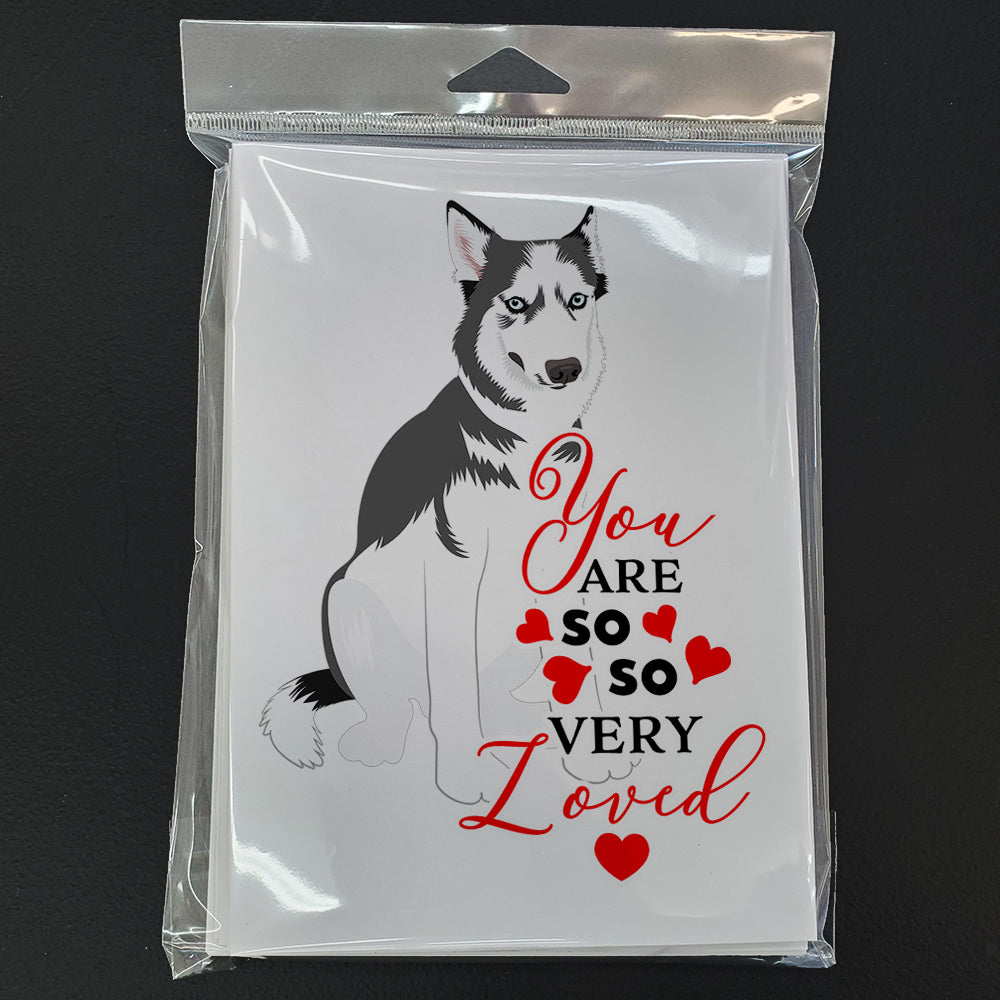 Siberian Husky Silver and White #2 so Loved Greeting Cards and Envelopes Pack of 8 - the-store.com