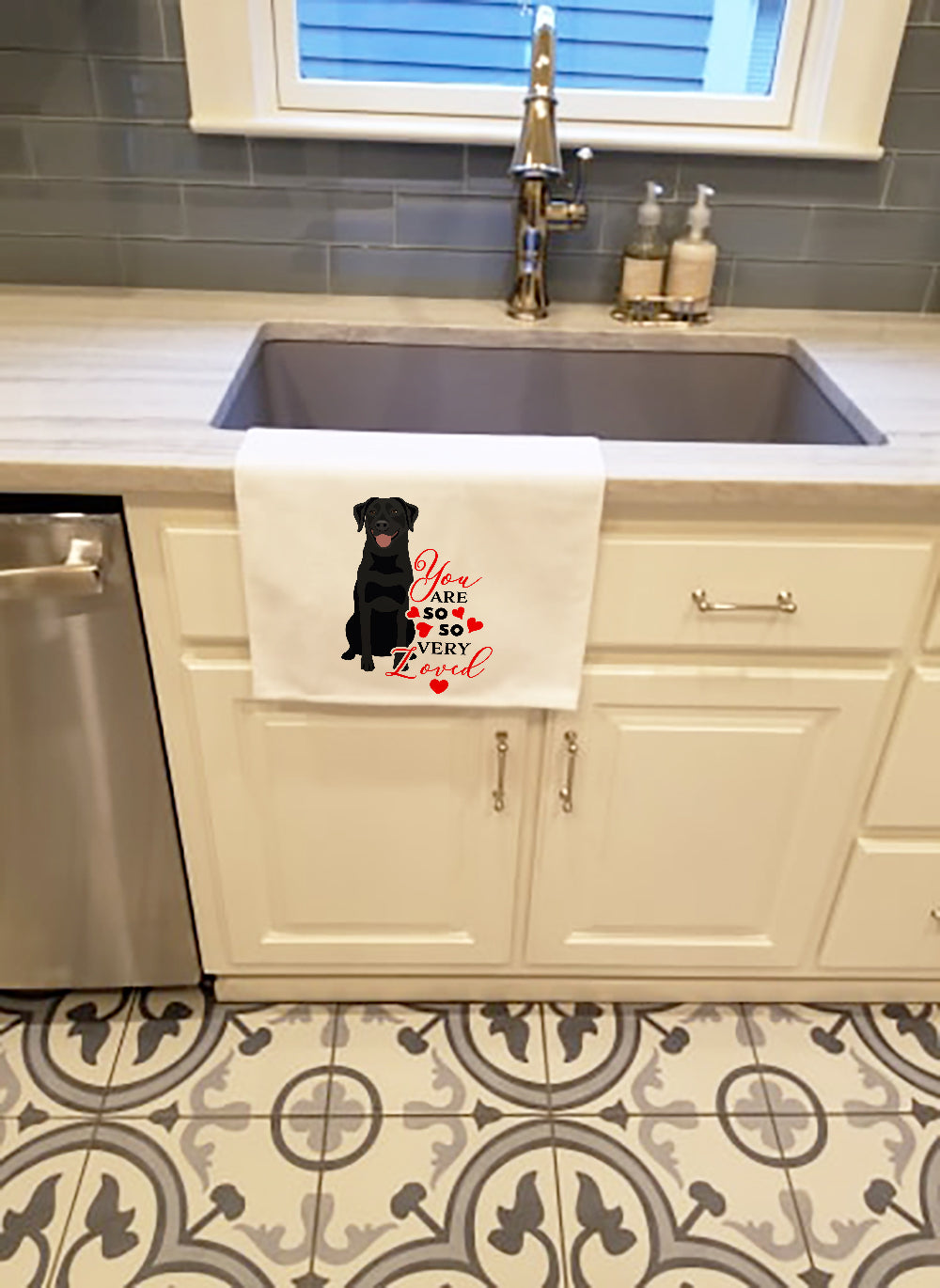 Labrador Retriever Black #1 so Loved White Kitchen Towel Set of 2 - the-store.com