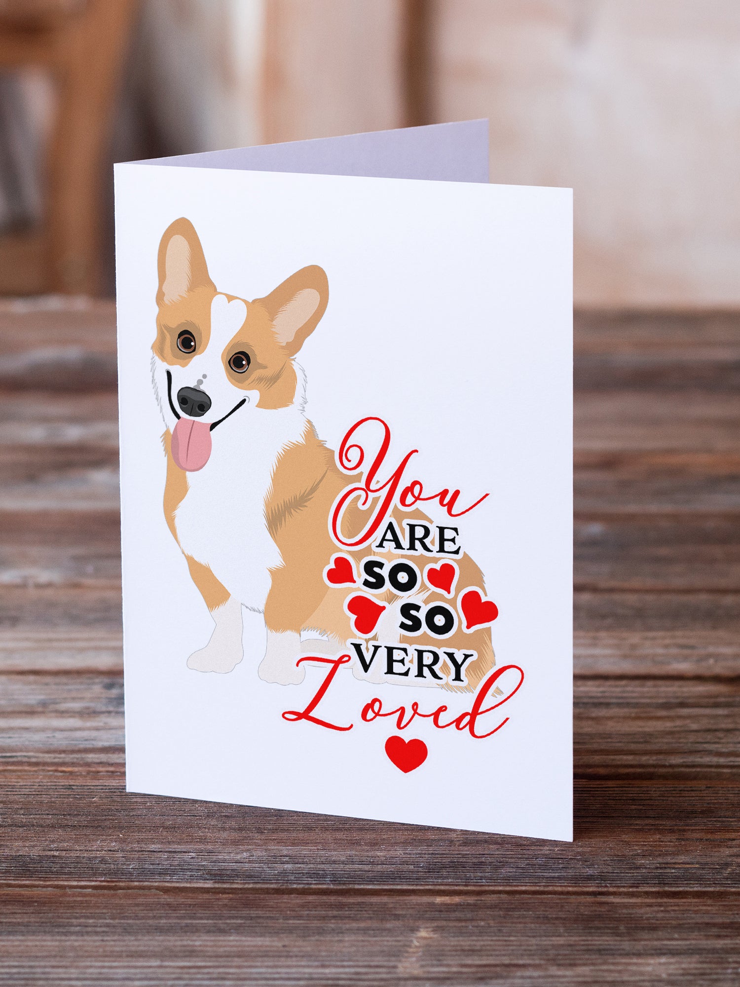 Pembroke Corgi Red and White so Loved Greeting Cards and Envelopes Pack of 8 - the-store.com