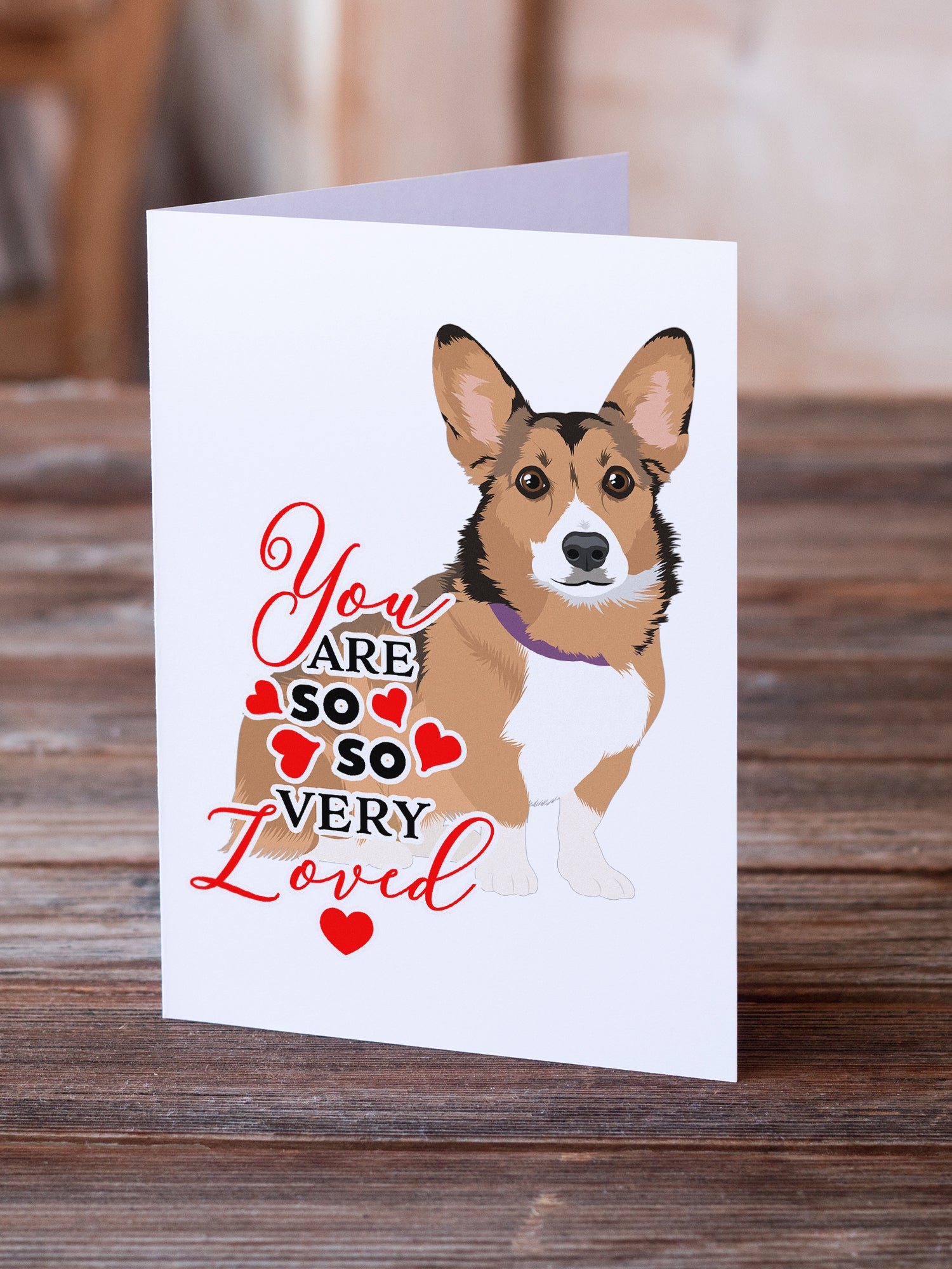 Pembroke Welsh Corgi Sable and White so Loved Greeting Cards and Envelopes Pack of 8 - the-store.com