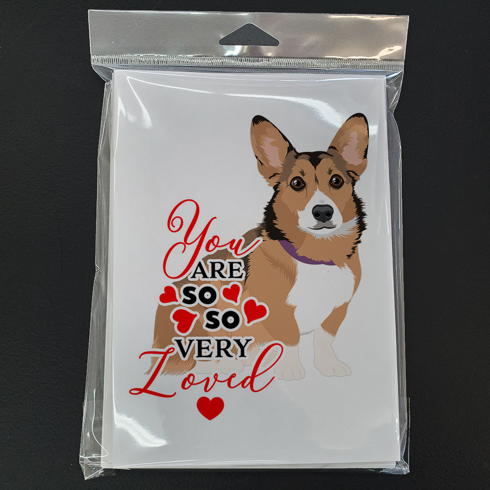 Pembroke Welsh Corgi Sable and White so Loved Greeting Cards and Envelopes Pack of 8 - the-store.com