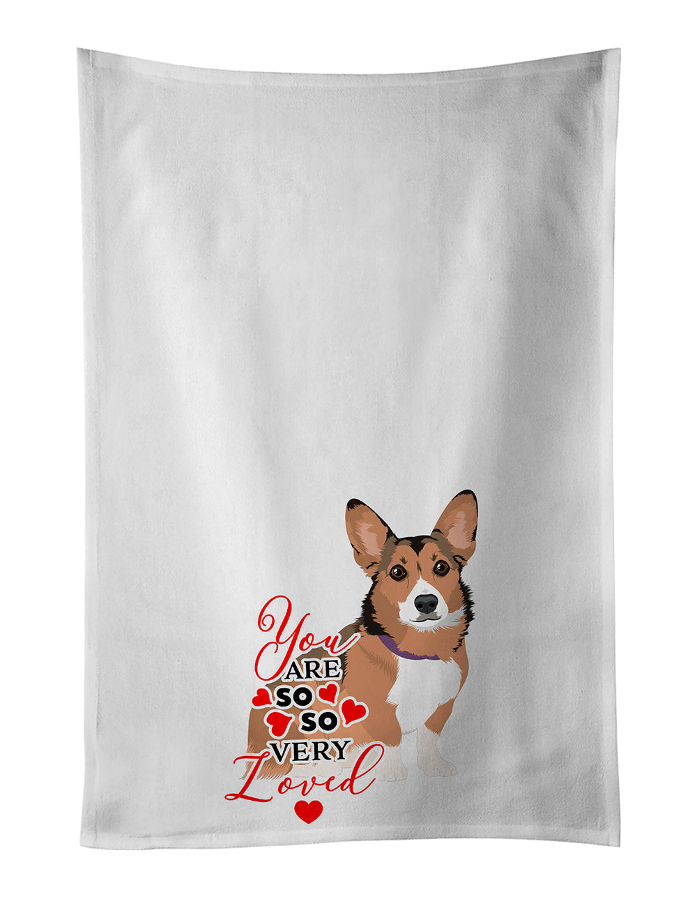 Buy this Pembroke Welsh Corgi Sable and White so Loved White Kitchen Towel Set of 2