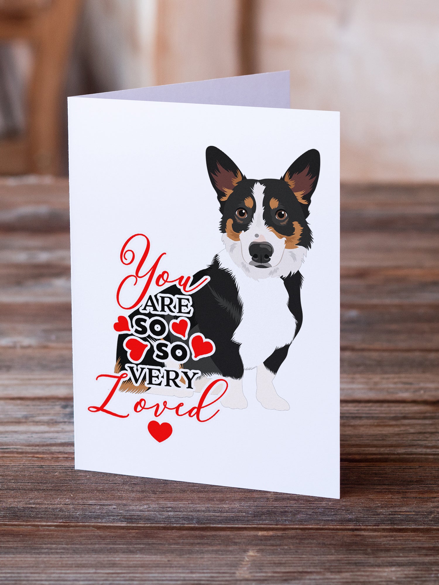 Pembroke Welsh Corgi Tricolor Black-Headed #1 so Loved Greeting Cards and Envelopes Pack of 8 - the-store.com