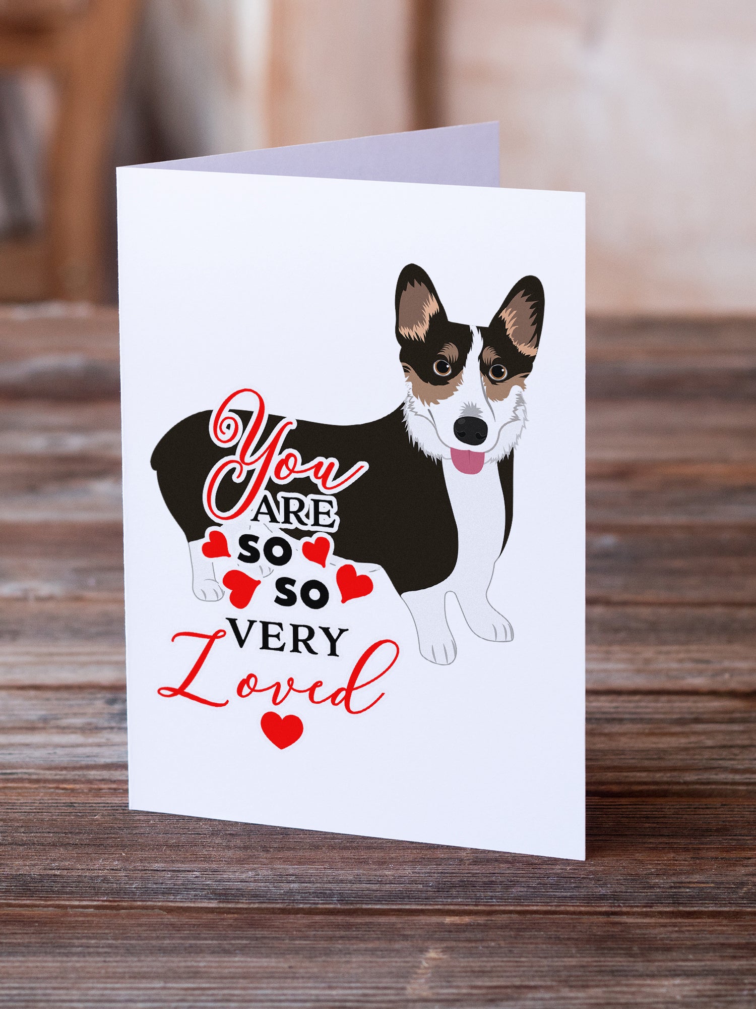 Pembroke Welsh Corgi Tricolor Black-Headed #2 so Loved Greeting Cards and Envelopes Pack of 8 - the-store.com