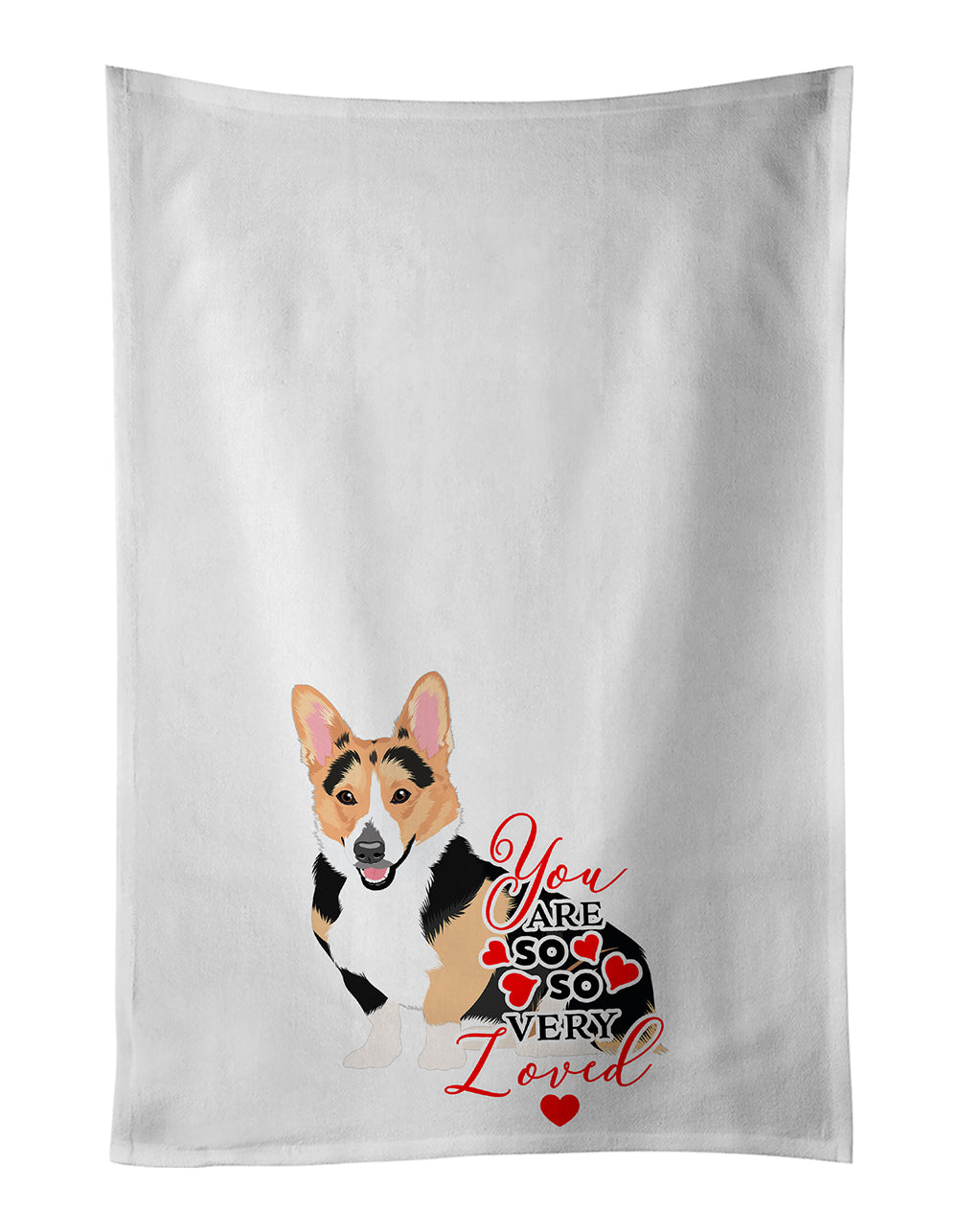 Buy this Pembroke Welsh Corgi Tricolor Red-Headed so Loved White Kitchen Towel Set of 2