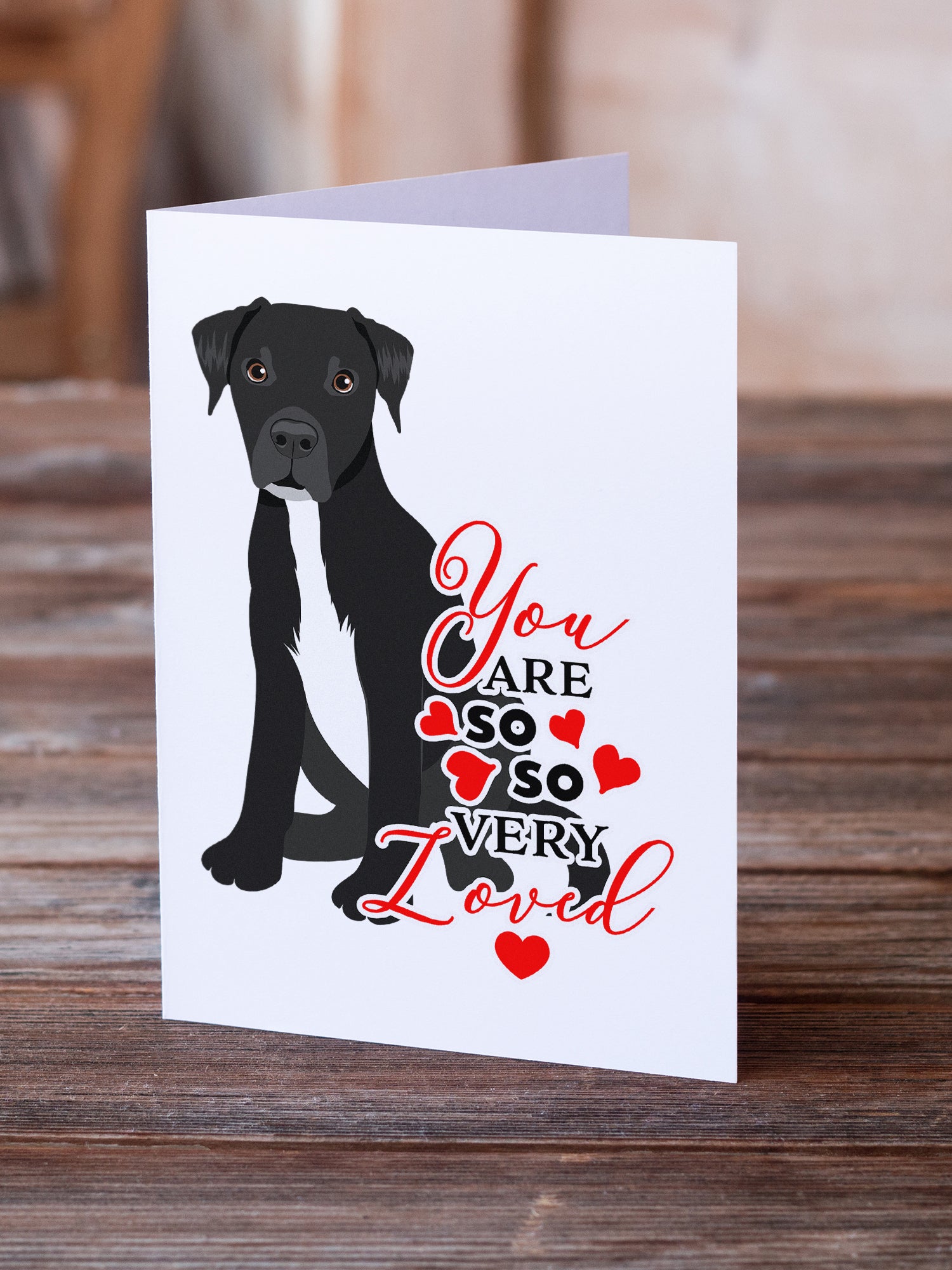 Pit Bull Black #1 so Loved Greeting Cards and Envelopes Pack of 8 - the-store.com