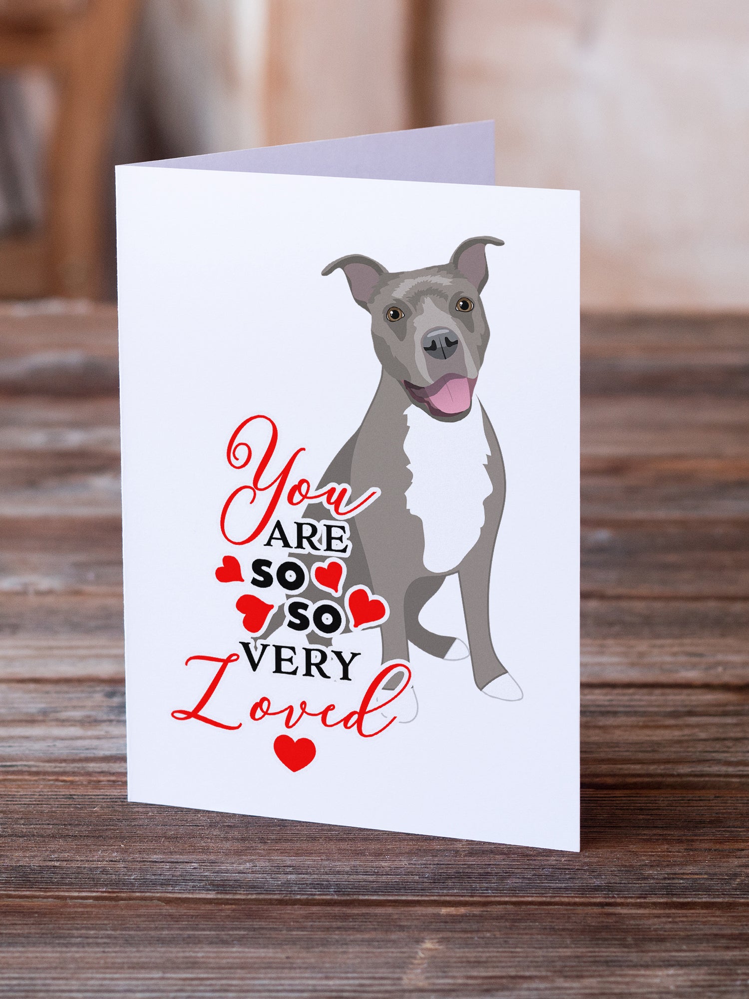 Pit Bull Blue #1 so Loved Greeting Cards and Envelopes Pack of 8 - the-store.com