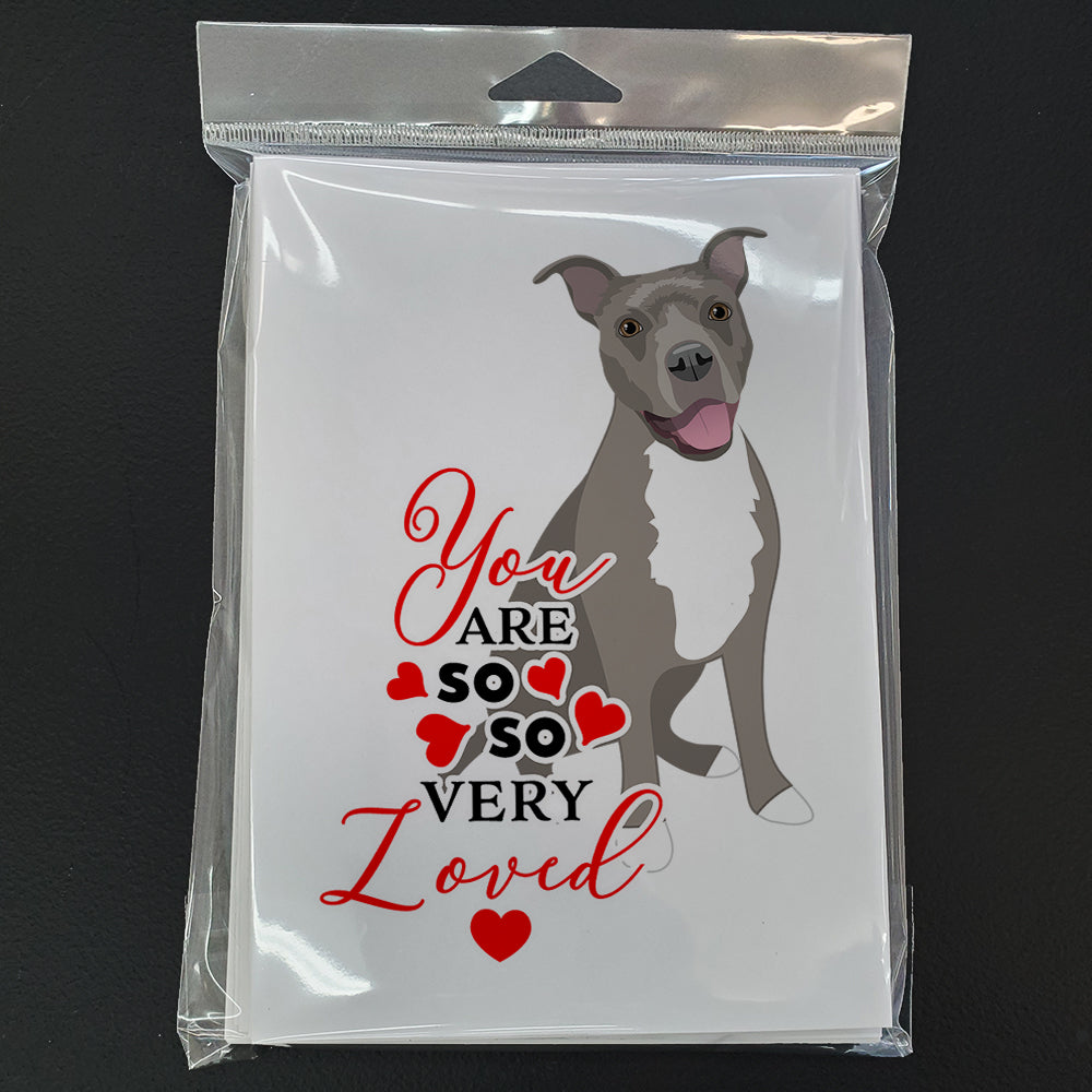 Pit Bull Blue #1 so Loved Greeting Cards and Envelopes Pack of 8 - the-store.com