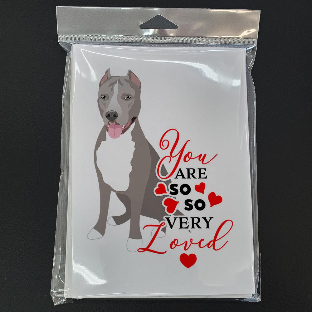 Pit Bull Blue #5 so Loved Greeting Cards and Envelopes Pack of 8 - the-store.com