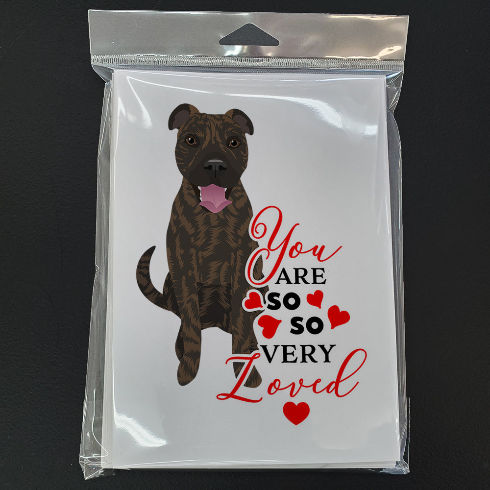 Pit Bull Brindle #1 so Loved Greeting Cards and Envelopes Pack of 8 - the-store.com