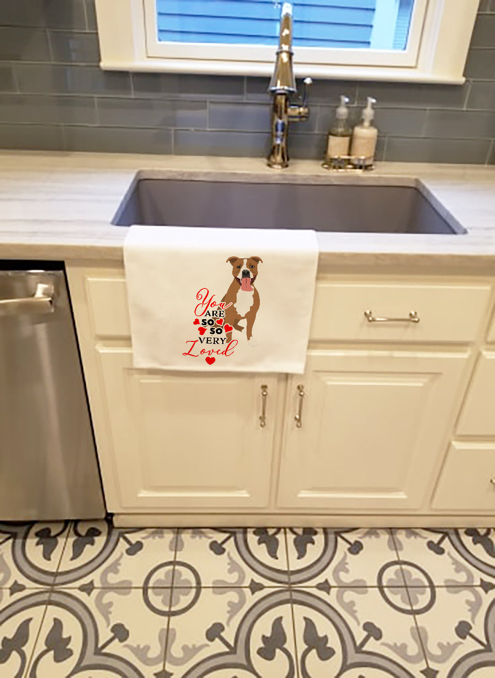 Pit Bull Fawn #2 so Loved White Kitchen Towel Set of 2 - the-store.com