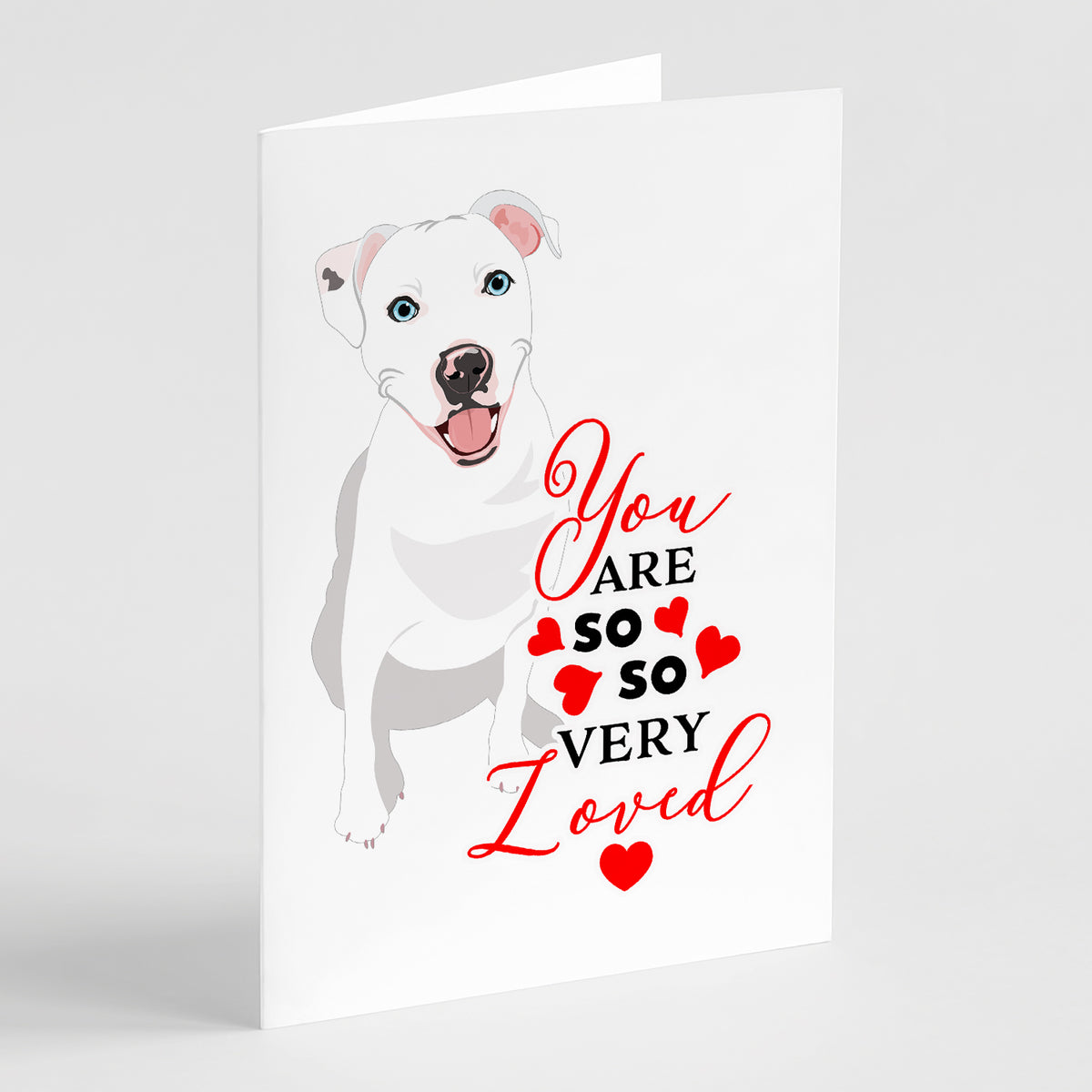 Buy this Pit Bull White #1 so Loved Greeting Cards and Envelopes Pack of 8