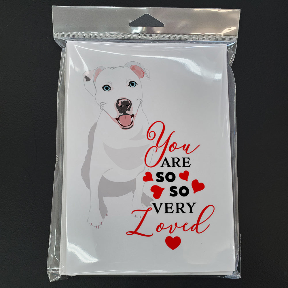 Pit Bull White #1 so Loved Greeting Cards and Envelopes Pack of 8 - the-store.com