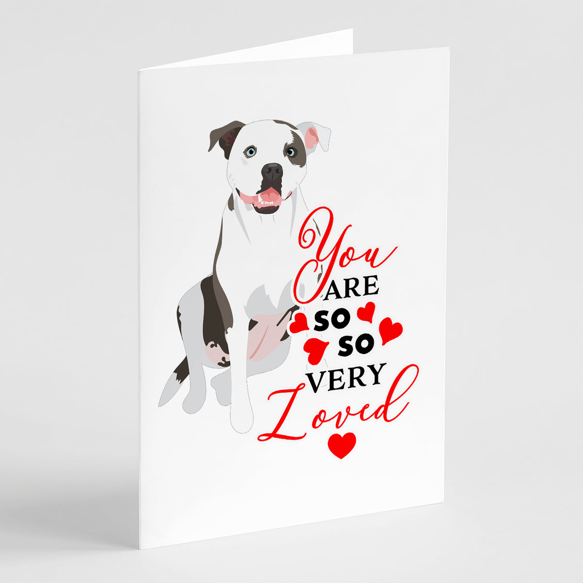 Buy this Pit Bull White #3 so Loved Greeting Cards and Envelopes Pack of 8