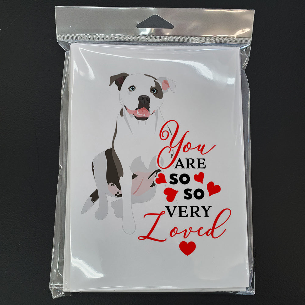 Pit Bull White #3 so Loved Greeting Cards and Envelopes Pack of 8 - the-store.com
