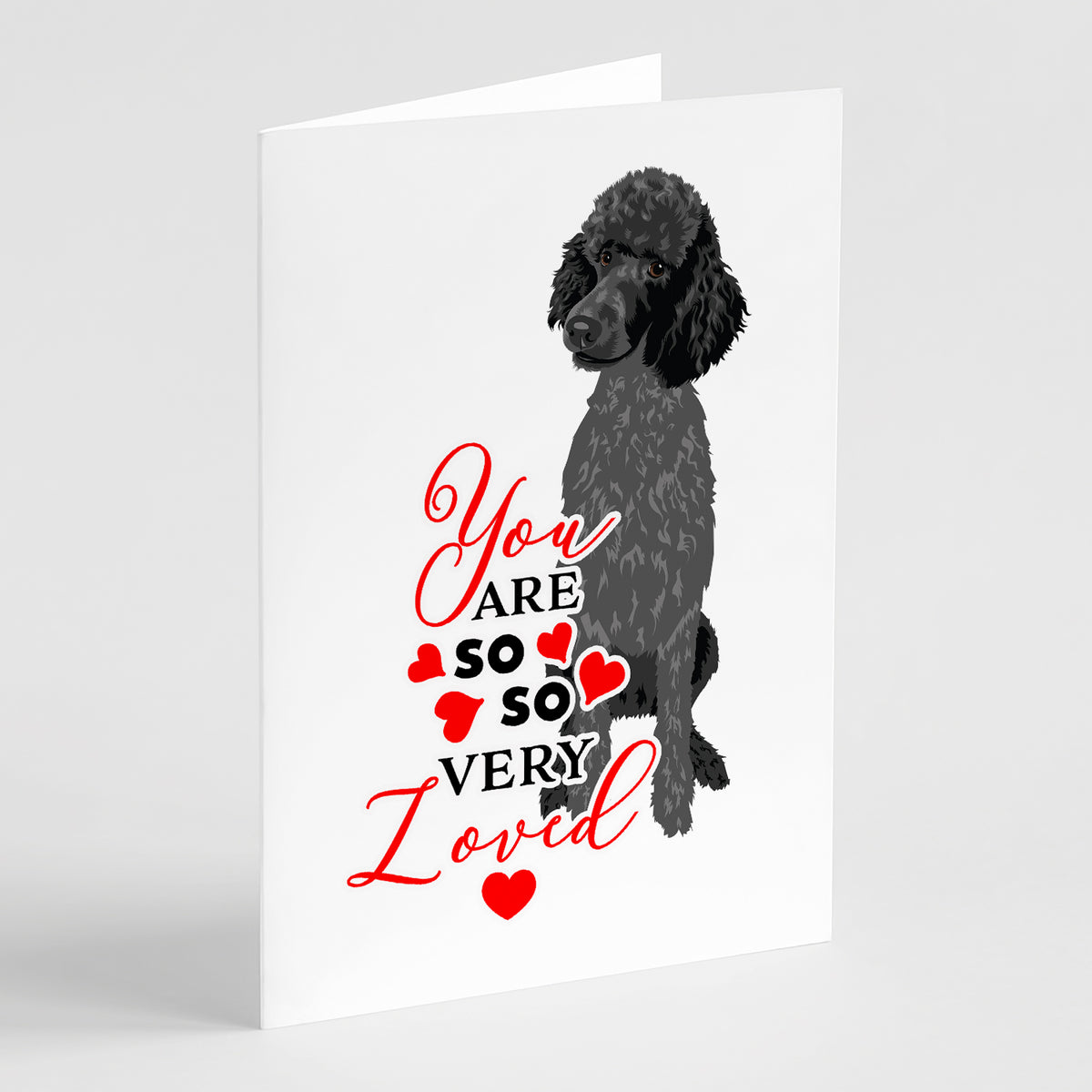 Buy this Poodle Standard Black so Loved Greeting Cards and Envelopes Pack of 8
