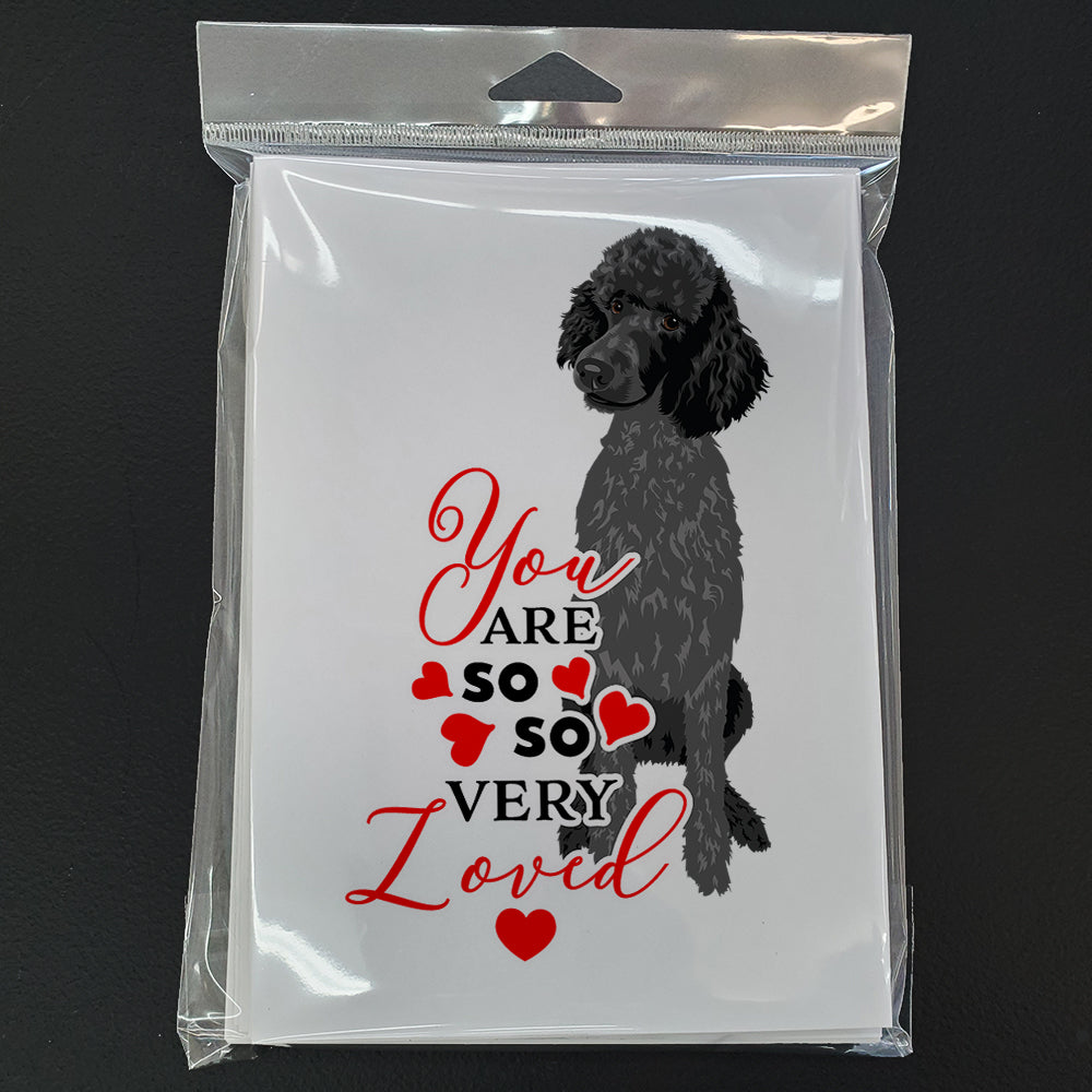 Poodle Standard Black so Loved Greeting Cards and Envelopes Pack of 8 - the-store.com