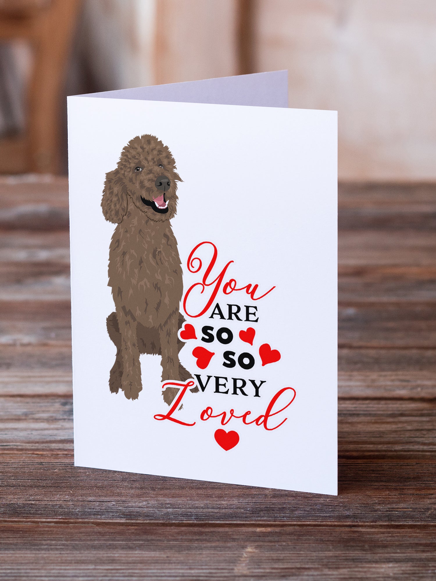 Poodle Standard Brown so Loved Greeting Cards and Envelopes Pack of 8 - the-store.com