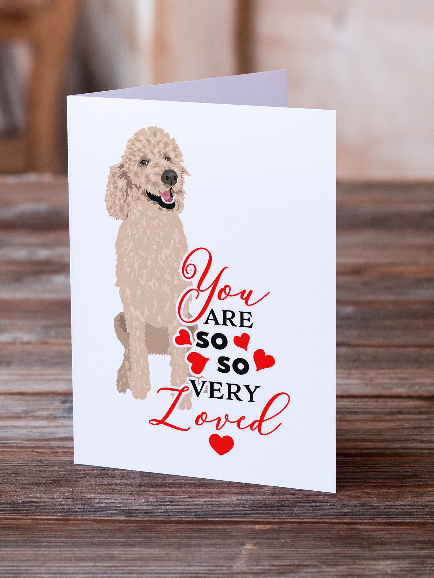 Poodle Standard Cafe Au Lait so Loved Greeting Cards and Envelopes Pack of 8 - the-store.com