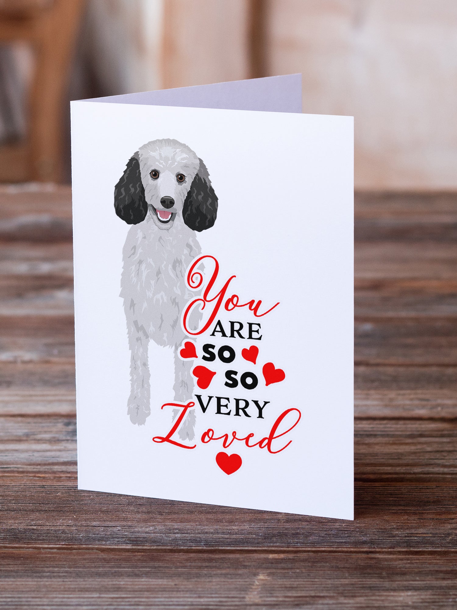 Poodle Standard Silver so Loved Greeting Cards and Envelopes Pack of 8 - the-store.com