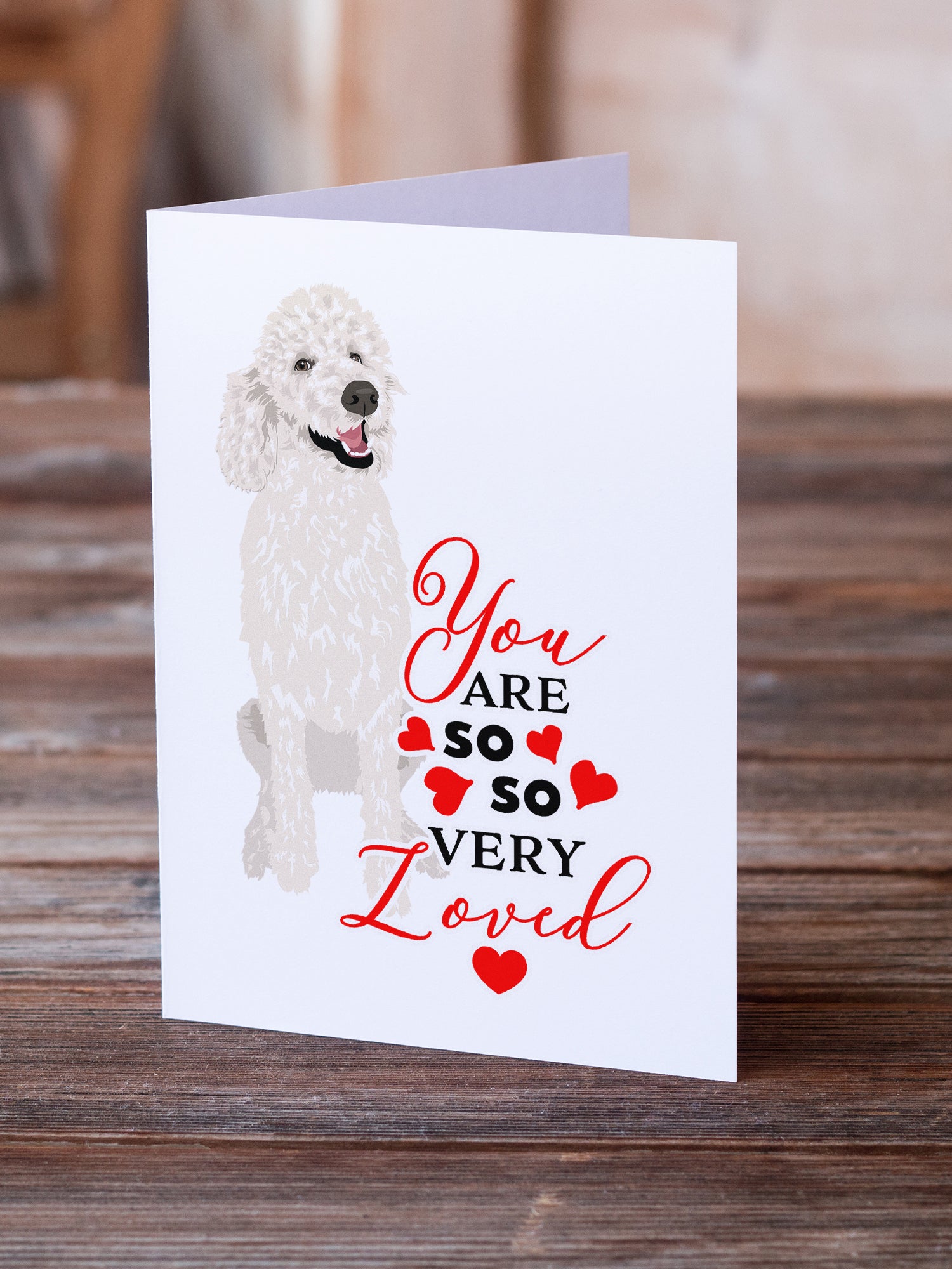Poodle Standard White so Loved Greeting Cards and Envelopes Pack of 8 - the-store.com