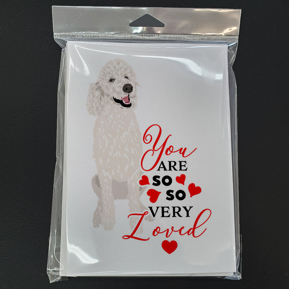 Poodle Standard White so Loved Greeting Cards and Envelopes Pack of 8 - the-store.com