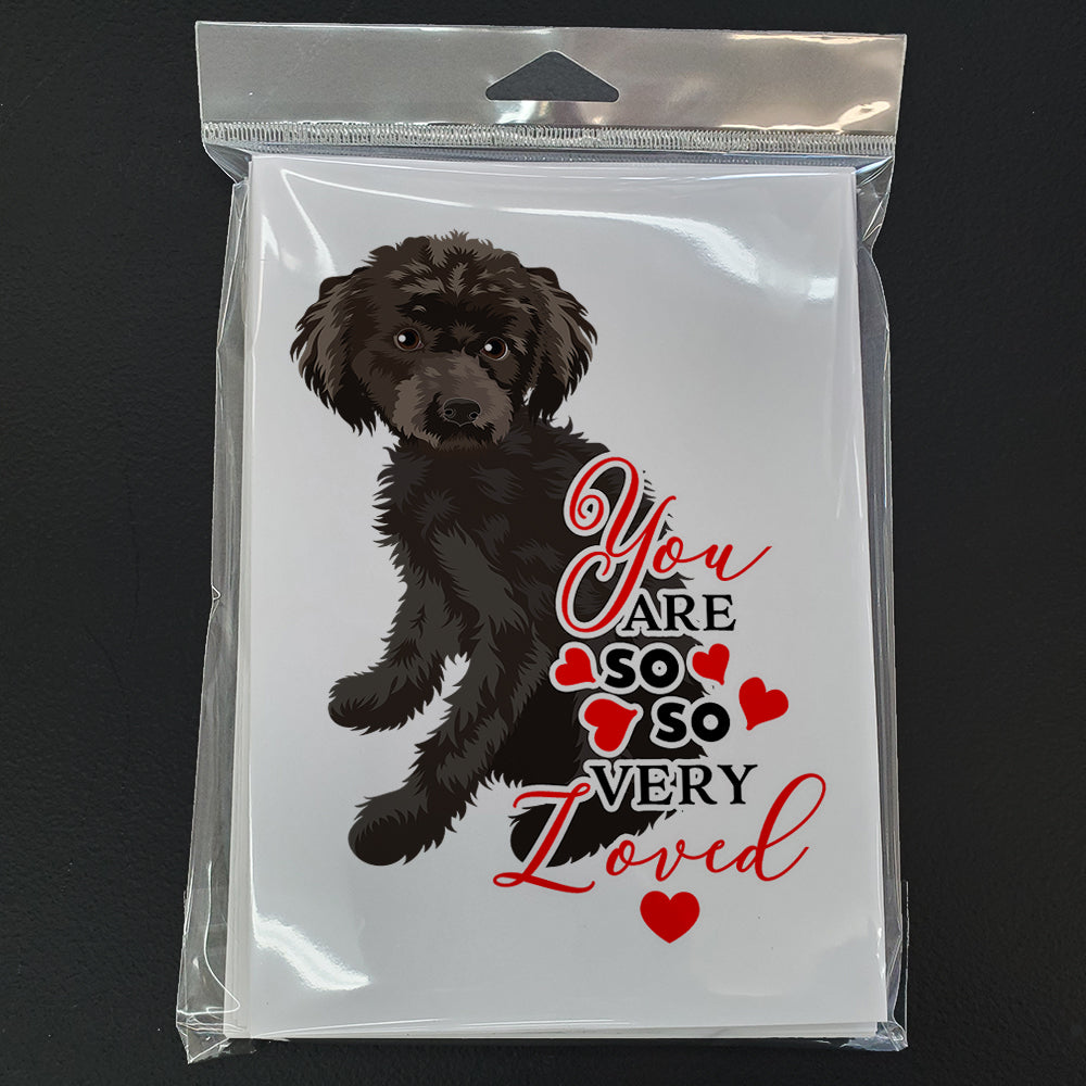 Poodle Toy Brown so Loved Greeting Cards and Envelopes Pack of 8 - the-store.com