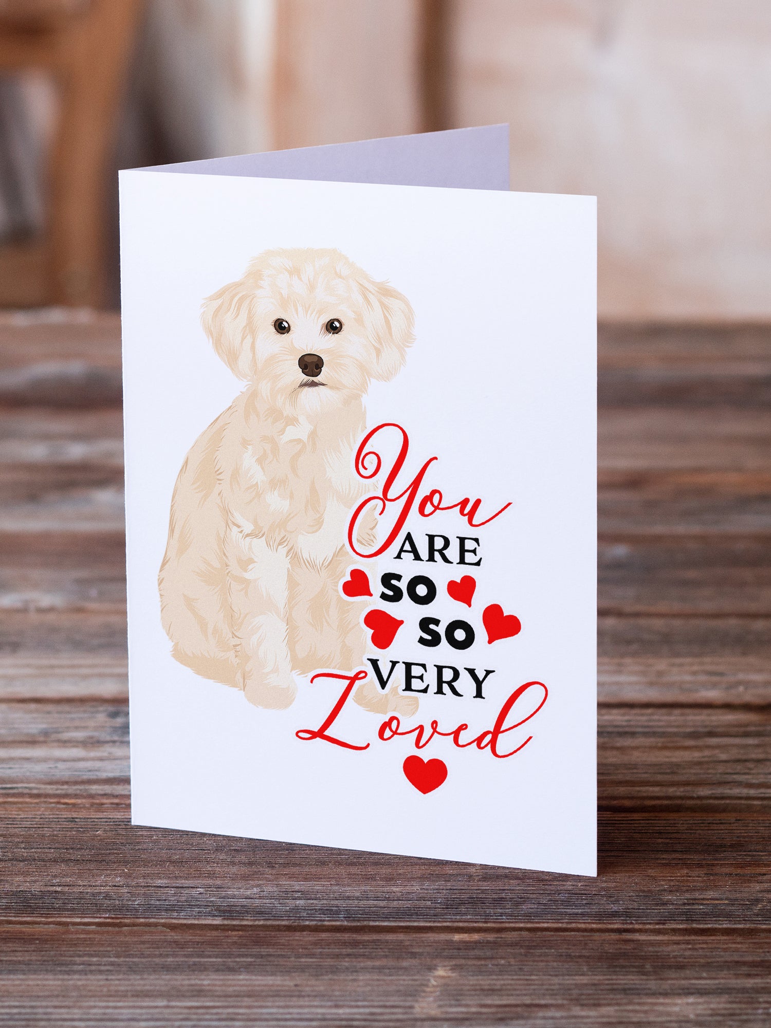 Poodle Toy Cream so Loved Greeting Cards and Envelopes Pack of 8 - the-store.com