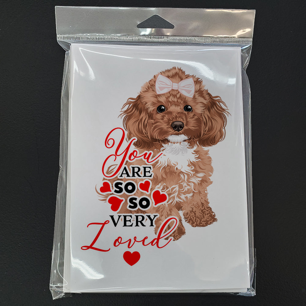 Poodle Toy Red so Loved Greeting Cards and Envelopes Pack of 8 - the-store.com