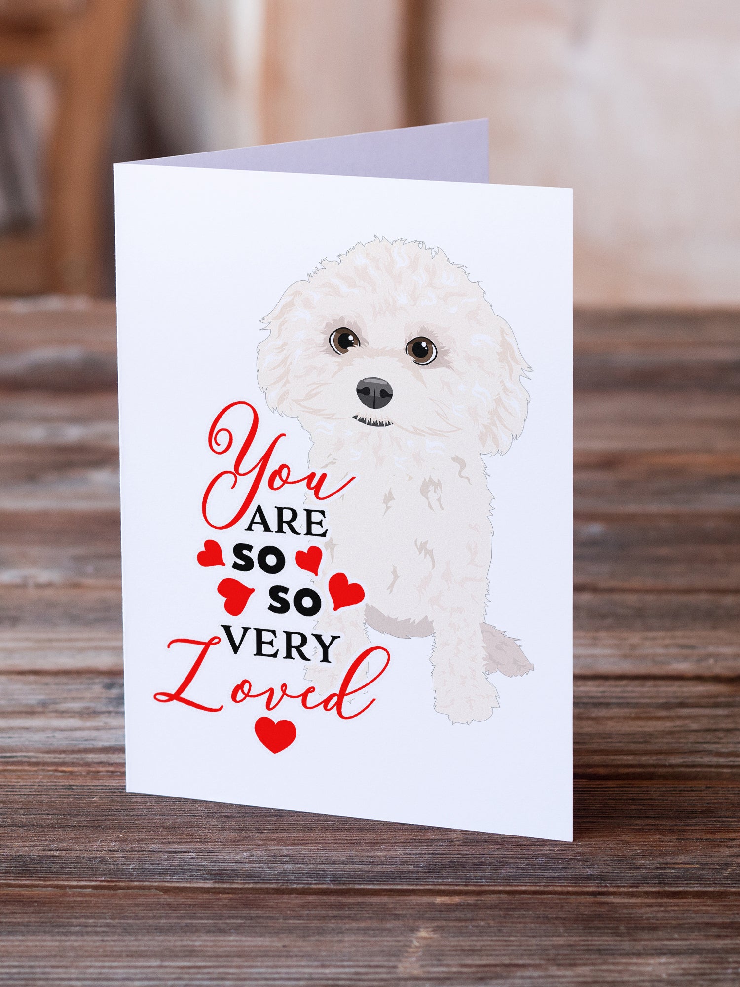 Poodle Toy White so Loved Greeting Cards and Envelopes Pack of 8 - the-store.com