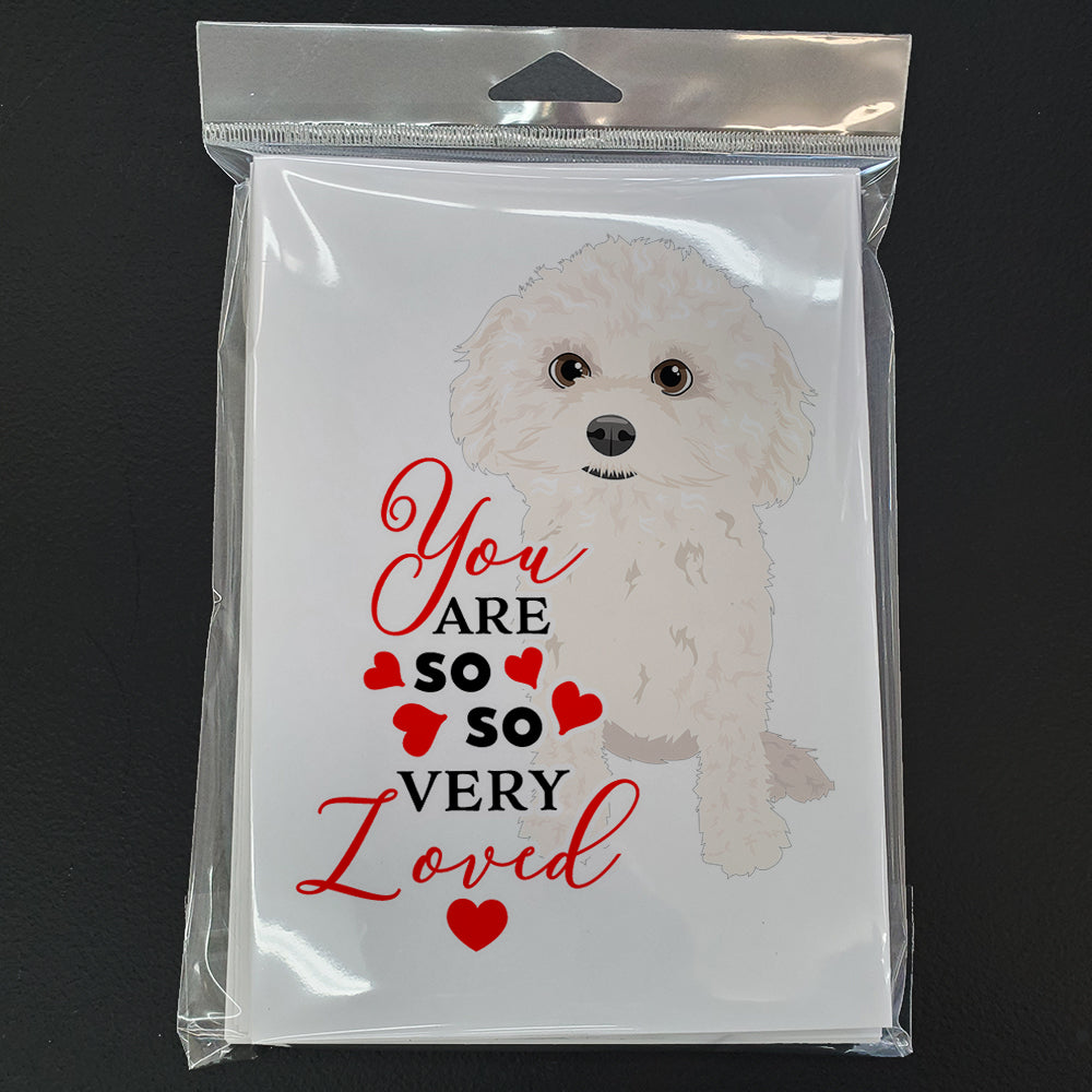 Poodle Toy White so Loved Greeting Cards and Envelopes Pack of 8 - the-store.com