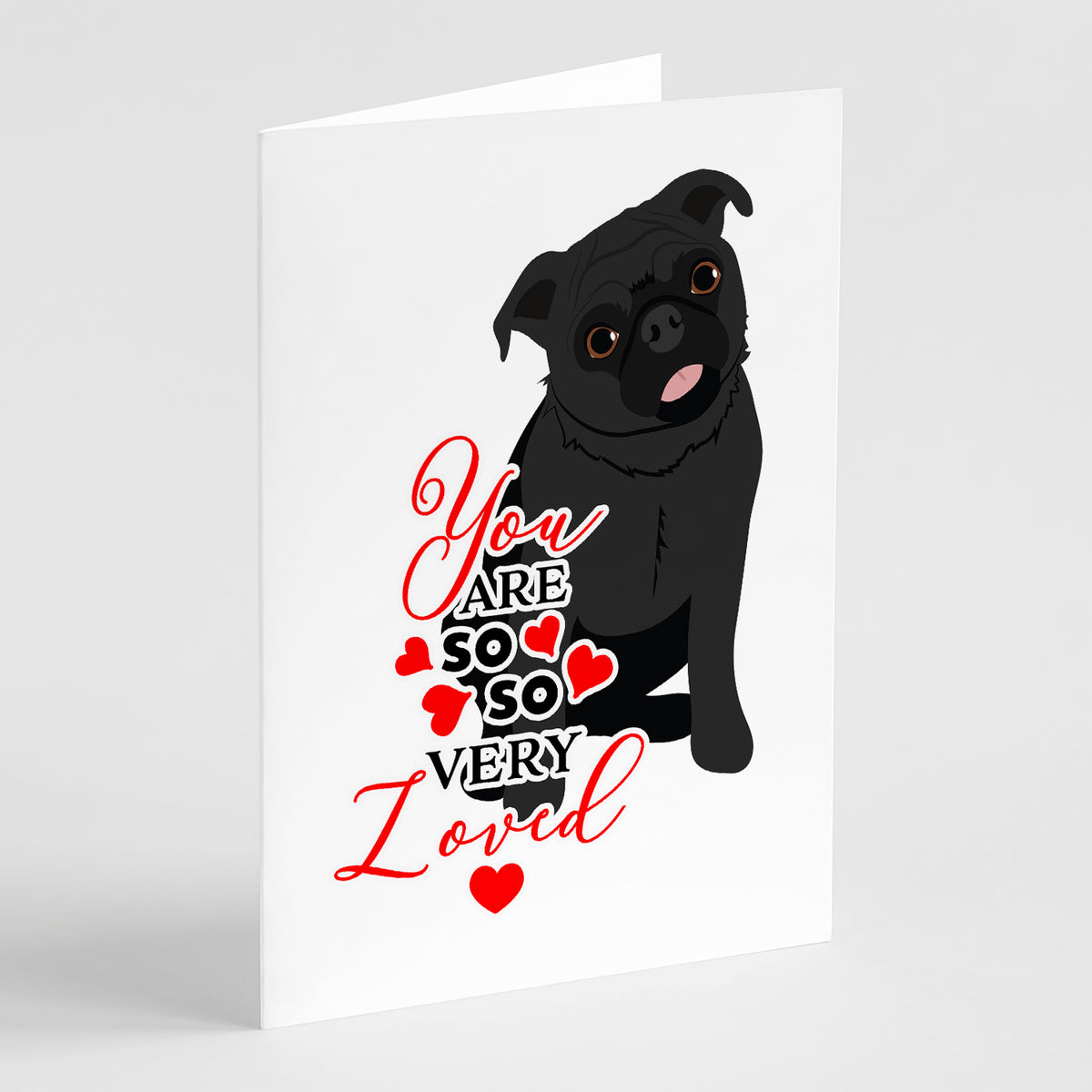 Buy this Pug Black #1 so Loved Greeting Cards and Envelopes Pack of 8