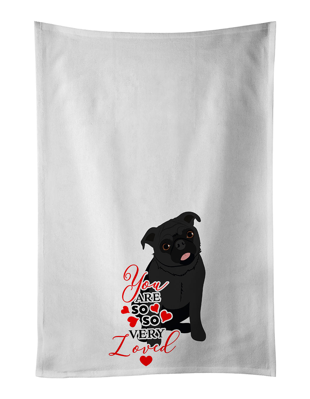 Buy this Pug Black #1 so Loved White Kitchen Towel Set of 2