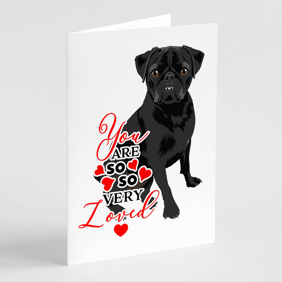 Buy this Pug Black #2 so Loved Greeting Cards and Envelopes Pack of 8
