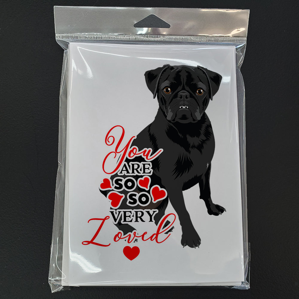 Pug Black #2 so Loved Greeting Cards and Envelopes Pack of 8 - the-store.com