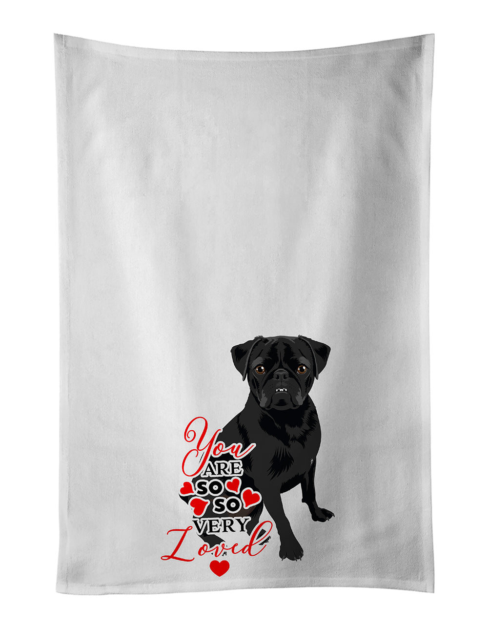 Buy this Pug Black #2 so Loved White Kitchen Towel Set of 2