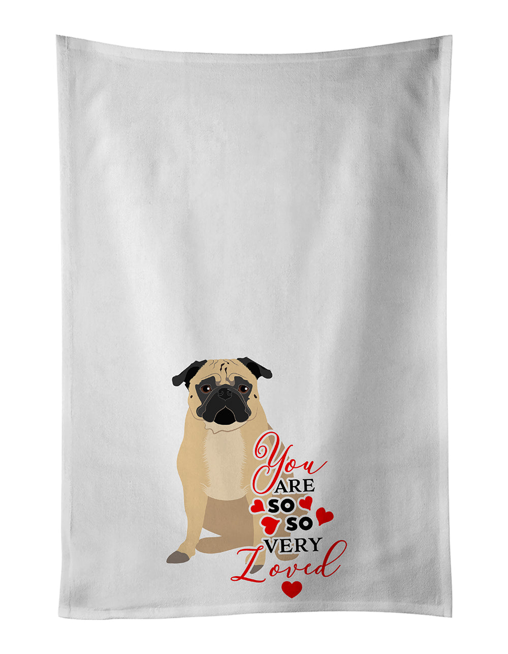 Buy this Pug Fawn #1 so Loved White Kitchen Towel Set of 2