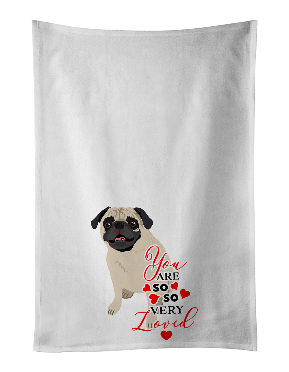 Buy this Pug Fawn #2 so Loved White Kitchen Towel Set of 2